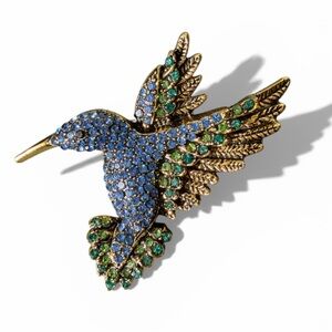 Blue and Green Hummingbird Brooch